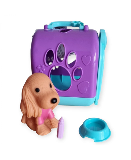 Žaislas Cute Pet gyvūnėlis su nameliu ir priedais, 9 cm