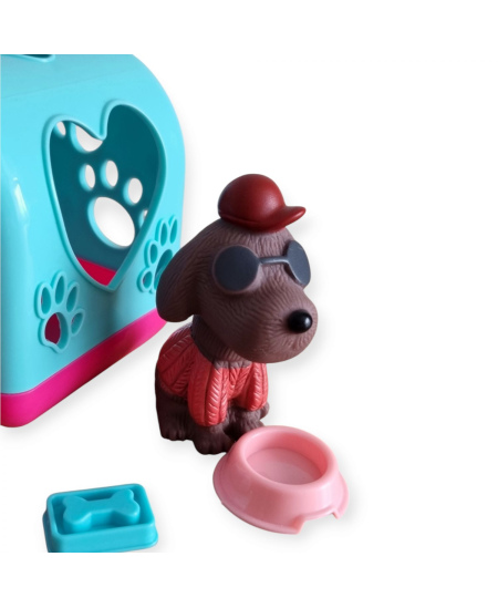 Žaislas Cute Pet gyvūnėlis su nameliu ir priedais, 9 cm