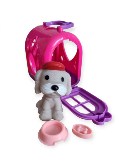 Žaislas Cute Pet gyvūnėlis su nameliu ir priedais, 9 cm