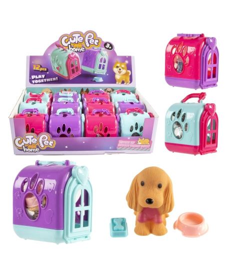 Žaislas Cute Pet gyvūnėlis su nameliu ir priedais, 9 cm