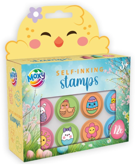 Savaime sudrėkinami antspaudukai MOXY Velykos, 12 vnt.