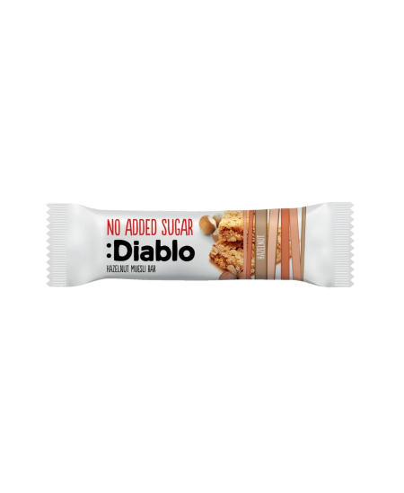 Musli batonėlis su lazdyno riešutais, DIABLO, be pridėtinio cukraus, 30g