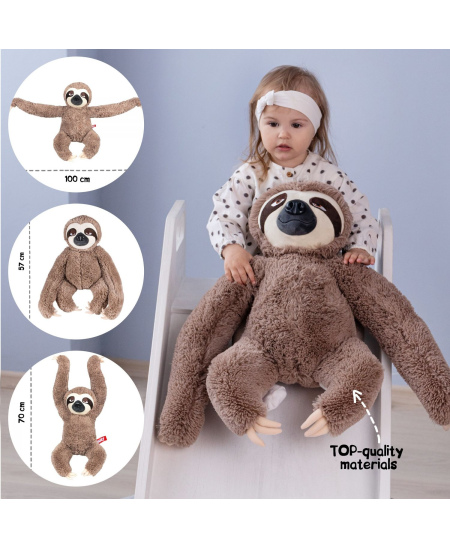 Minkštas žaislas FANCY tinginys Braunis, 57 cm