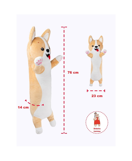 Minkštas žaislas pagalvė FANCY Šuo korgis Vaflis, 70 cm