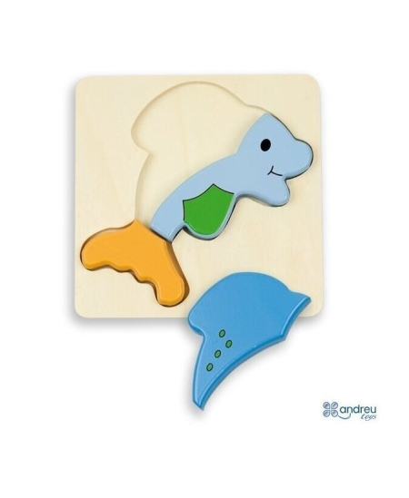 Medinė dėlionė Delfinas, 14 cm