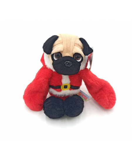 Minkštas žaislas šuo mopsas Kalėdos, 30 cm