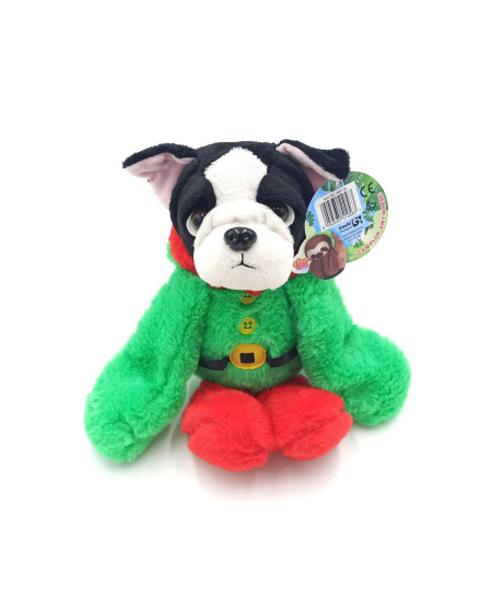Minkštas žaislas šuo mopsas Kalėdos, 30 cm
