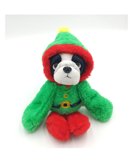 Minkštas žaislas šuo mopsas Kalėdos, 30 cm