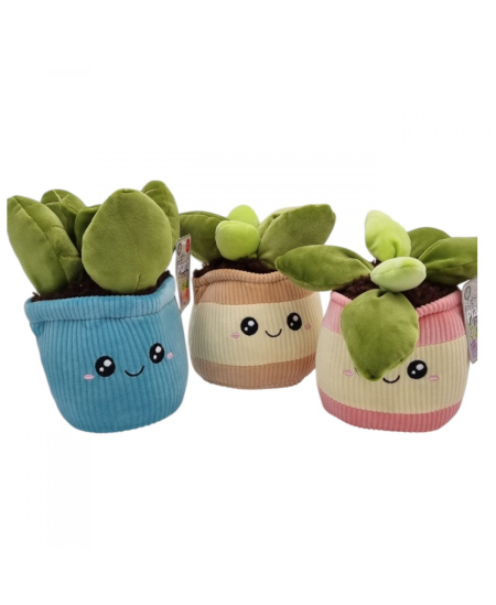 Minkšta pliušinė gėlė vazone, 20 cm