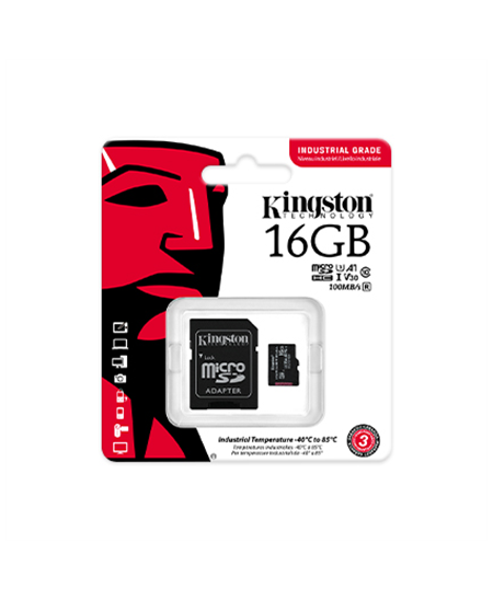 Kingston | UHS-I | 16 GB | microSDHC/SDXC Industrial Card | Flash memory class Class 10, UHS-I, U3, V30, A1 | SD Adapter