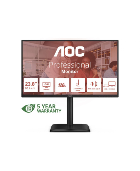 AOC | 24E4CV | 23.8 " | IPS | FHD | 16:9 | 120 Hz | 4 ms | 1920 x 1080 pixels | 300 cd/m² | Black