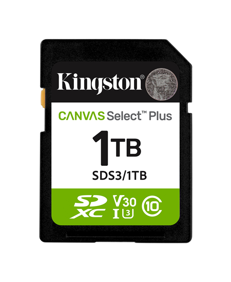Kingston Canvas Select Plus | 1000 GB | SD | Flash memory class Class 10, UHS-I, U1/U3, Video Class 10/30