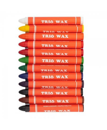 Storos vaškinės kreidelės KOH-I-NOOR Jumbo, tribriaunės, 12 spalvų