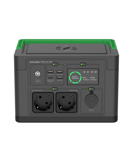 Schneider Electric Schneider OffGrid Portable Power Station 330, 230V, 332Wh Lithium-ion, LCD, 2 CEE 7/3 Schuko outlets, Sinewav
