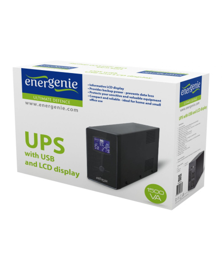 EnerGenie UPS with USB and LCD display, Black | EG-UPS-034 | 1500 VA | 900 W