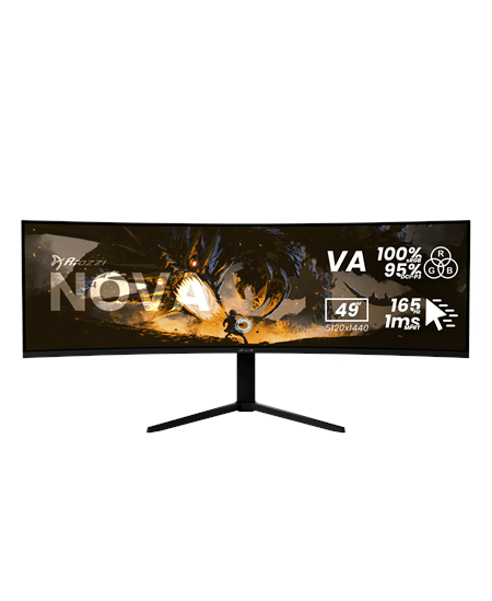 Arozzi Nova | 49 " | VA | 32:9 | 165 Hz | 4 ms | 5120 x 1440 pixels | 350 cd/m² | HDMI ports quantity 2 | Black