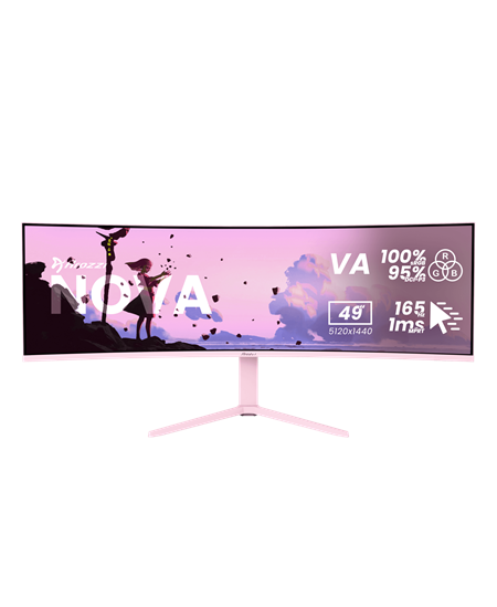 Arozzi Nova | 49 " | VA | 32:9 | 165 Hz | 4 ms | 5120 x 1440 pixels | 350 cd/m² | HDMI ports quantity 2 | Pink