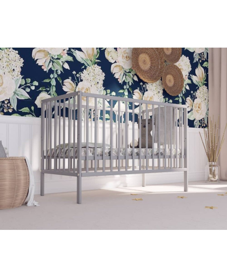 Bobas vaikiška lovytė nuleidžiamas šonas MAGDA pilka 120x60