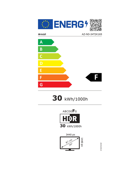 Arozzi | Nova | 34 " | VA | QHD | 21:9 | 165 Hz | 1 ms | 3440 x 1440 pixels | 350 cd/m² | HDMI ports quantity 2 | White
