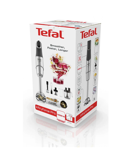TEFAL Blender Infinity Force Pro 5in1 HB95LD38 Hand Blender, 1200 W, Number of speeds Variable, Black/Stainless steel