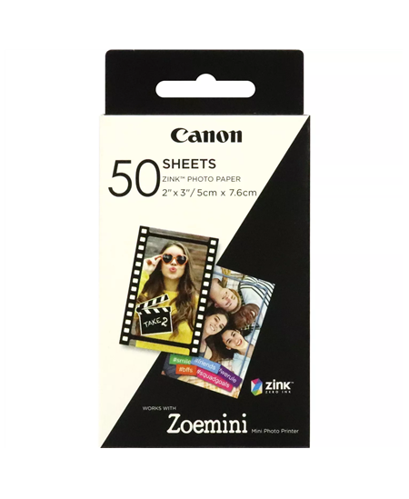 Canon 50 sheets ZP-2030 Photo Paper, White, 5 x 7.6 cm