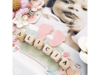 Karoliukai mediniai balti RAIDĖS 10mm 100vnt