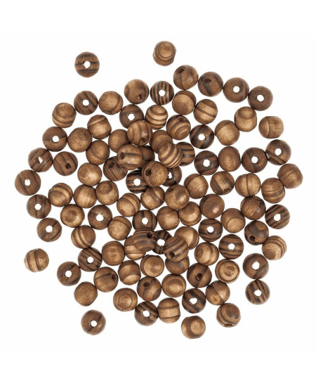 Karoliukai mediniai 10mm 100vnt  dark brown