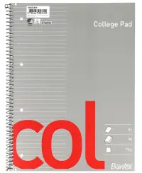 Sąsiuvinis su spirale COLLEGE, A4, 70 lapų, su perforacija, linija