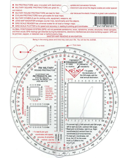 Karinis matlankis (Military Protractor) RM PRODUCTS, apvalus