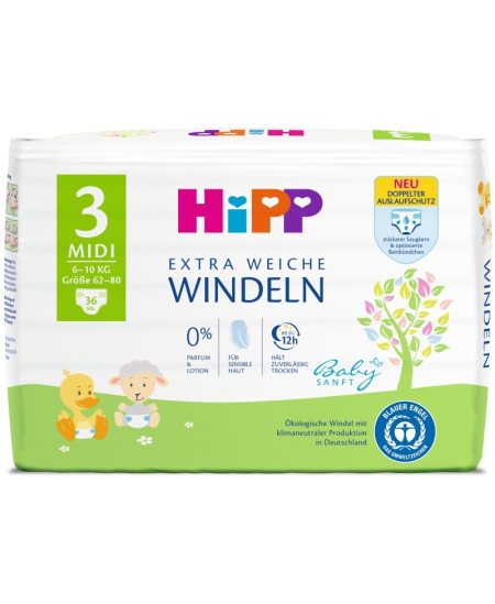 Ekologiškos sauskelnės HiPP 3, 6-10 kg, 36 vnt.