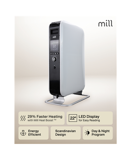 Mill Heater AB-H2000DN Oil Filled Radiator, 2000 W, Number of power levels 3, Suitable for rooms up to 24-34 m³, White