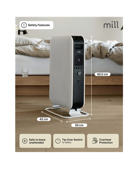 Mill Heater AB-H2000DN Oil Filled Radiator, 2000 W, Number of power levels 3, Suitable for rooms up to 24-34 m³, White