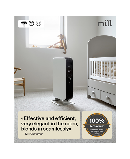 Mill Heater AB-H2000DN Oil Filled Radiator, 2000 W, Number of power levels 3, Suitable for rooms up to 24-34 m³, White