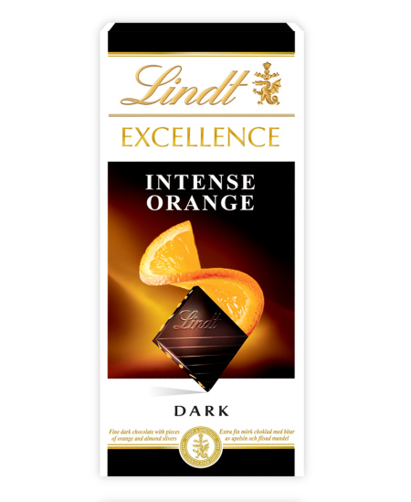 Juodasis šokoladas LINDT Excellence, su apelsinais,  100 g