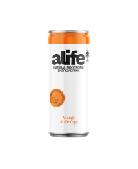 Apelsinų, mangų skonio gazuotas, natūralus energinis gėrimas ALIFE, 0,33l  (skardinėje)