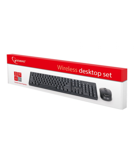 Gembird | Keyboard and mouse | KBS-W-01 | Keyboard and Mouse Set | Wireless | Mouse included | Batteries included | US | Black |