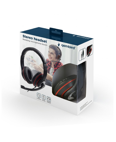 Gembird | Stereo headset | MHS-03-BKRD | On-Ear | Built-in microphone | 3.5 mm