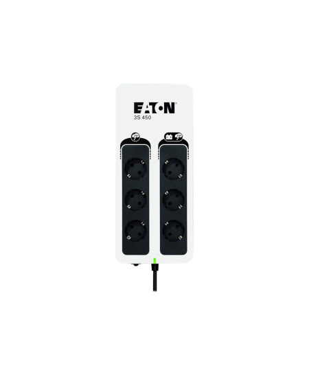 Eaton 3S Gen2 UPS DIN, 450 VA, 270 W, Input: Schuko, Outputs: (3) Schuko, (3) Schuko surge only, Tower | 3S450D