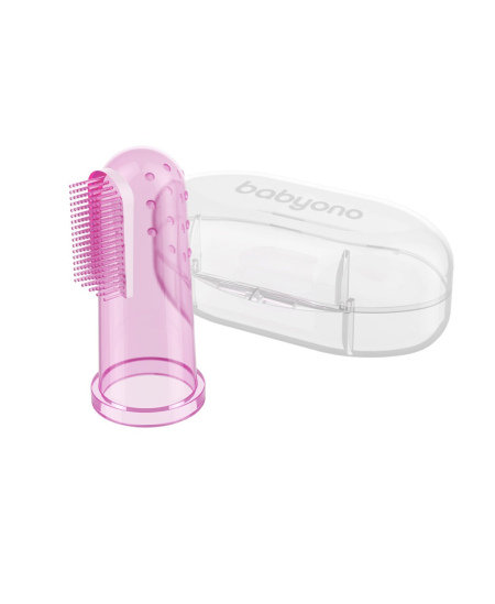 Šepetėlis-masažuoklis dantims BABYONO, silikoninis, rožinis