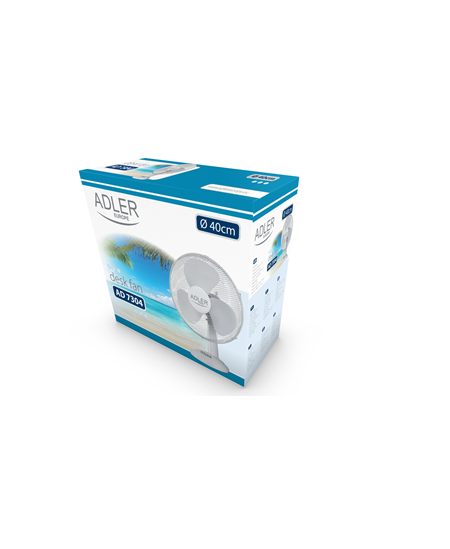 Adler AD 7304 Desk Fan, Number of speeds 3, 90 W, Oscillation, Diameter 40 cm, White