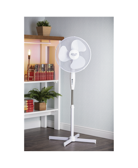 Adler AD 7305 Stand Fan, Number of speeds 3, 45 W, Oscillation, Diameter 40 cm, White