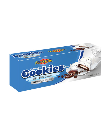 Sausainiai balto šokolado apvalkale su pieno įdaru, be pridėtinio cukraus, 128g