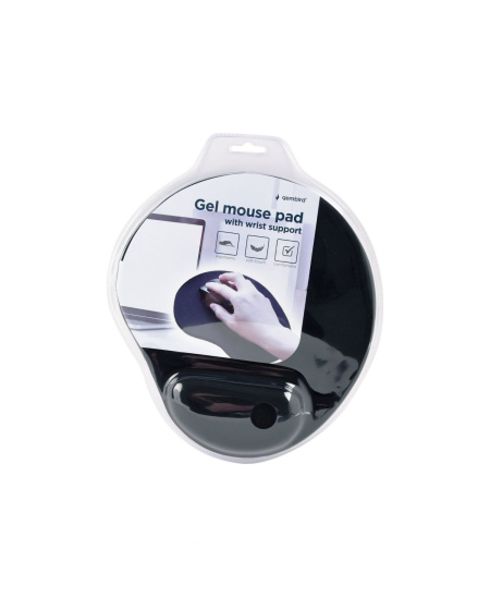 Gembird Gel mouse pad with wrist support Black, 240 x 220 x 4 mm