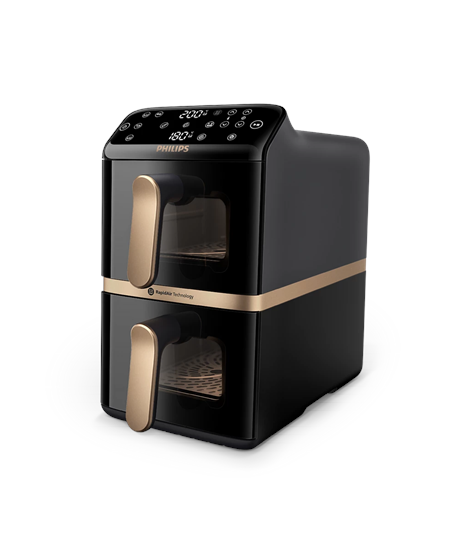 Philips Dual Basket Airfryer | NA462/70 4000 Series | Power 2750 W | Capacity 10 L | Rapid Air technology | Black