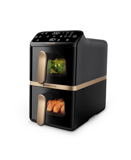 Philips Dual Basket Airfryer | NA462/70 4000 Series | Power 2750 W | Capacity 10 L | Rapid Air technology | Black