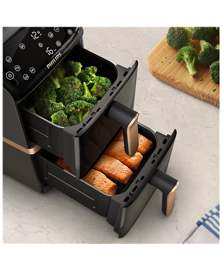 Philips Dual Basket Airfryer | NA462/70 4000 Series | Power 2750 W | Capacity 10 L | Rapid Air technology | Black