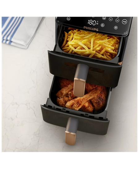 Philips Dual Basket Airfryer | NA462/70 4000 Series | Power 2750 W | Capacity 10 L | Rapid Air technology | Black