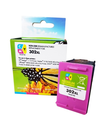 Neoriginali Static Control HP 302XL (F6U67AE), trispalvė kasetė