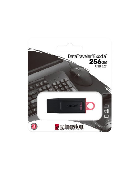 Kingston | USB Flash Drive | DataTraveler Exodia | 256 GB | USB 3.2 Gen 1 | Black