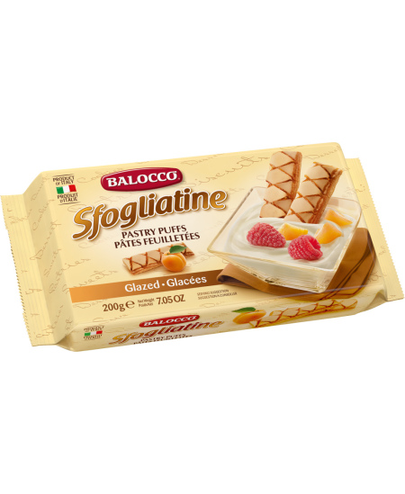 Sluoksniuotos tešlos sausainiai, glazūruoti BALOCCO, Sfogliatine Glassate, 200 g